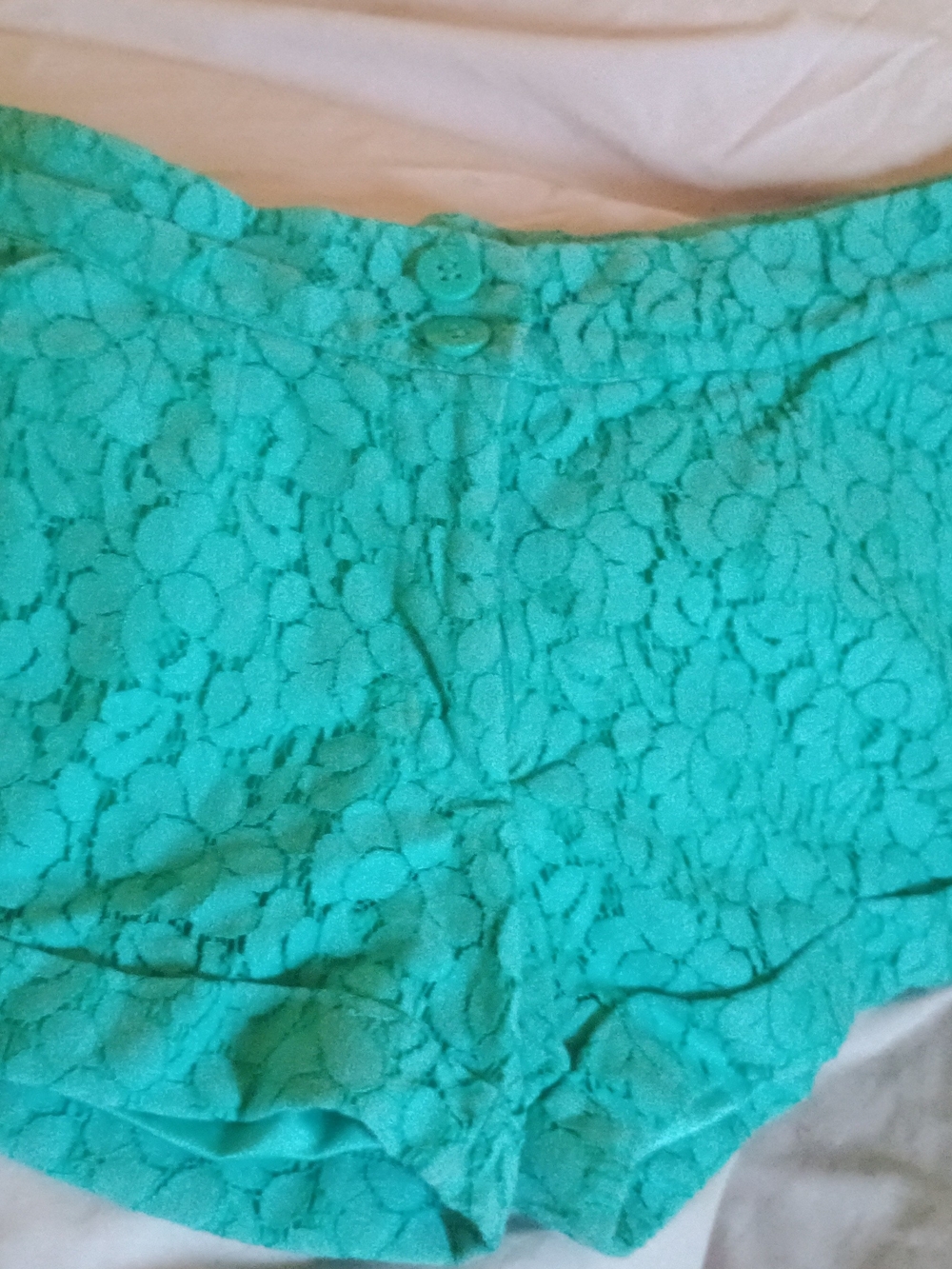 Women’s Lace Overlay Teal Shorts